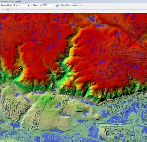 llustration showing the result of computing bluespots using SCALGO Hydrology 1.2, visualized using the SCALGO ArcGIS Viewer.